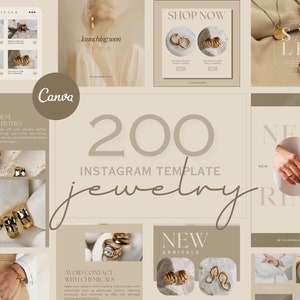 200 Jewelry Instagram Templates | Jewelry Designer Template | Instagram Canva Template for Jewelry Business | Social Media | Highlights