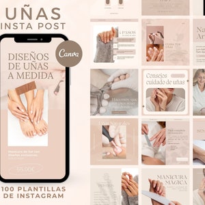 100 plantilles de Instagram Uñas | Plantes Instagram de Artistas de Uñas Canva | Histoires de créations | Salon de manucure RRSS Canva