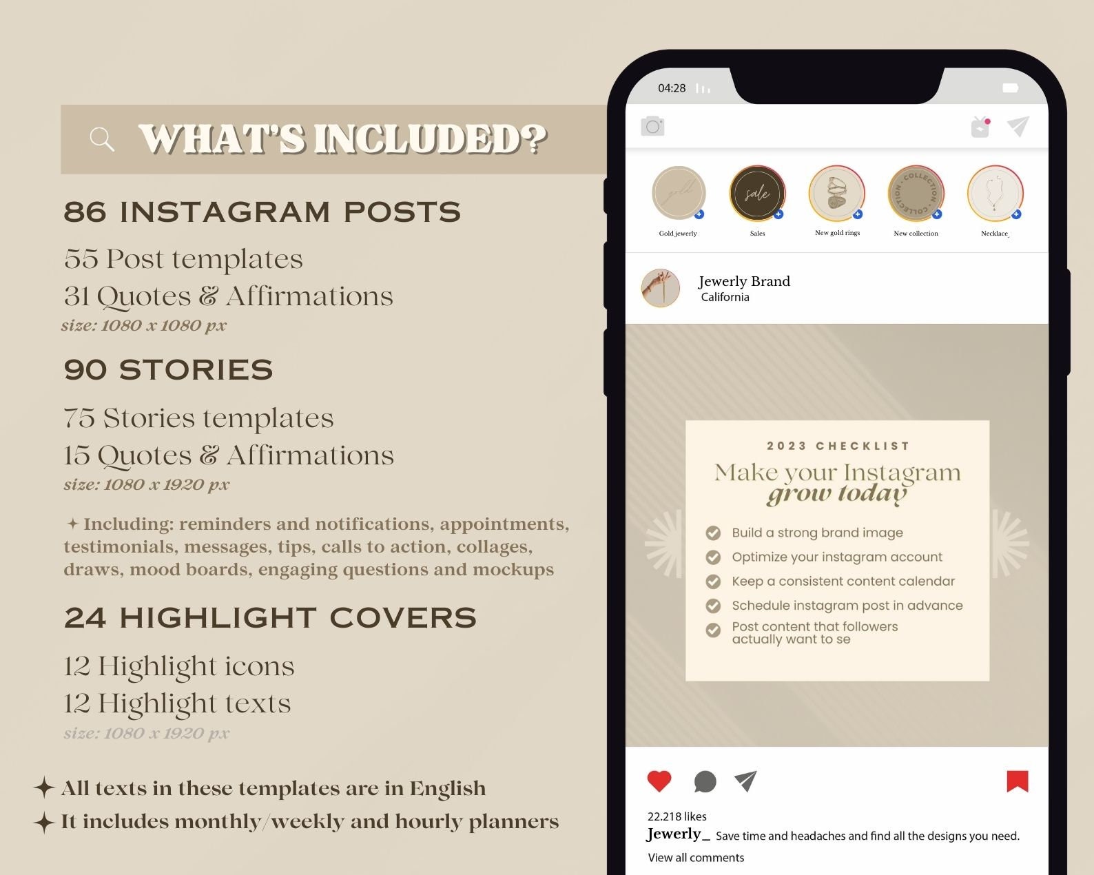 Jewelry Instagram Templates: 200 Canva Social Media Posts - Etsy