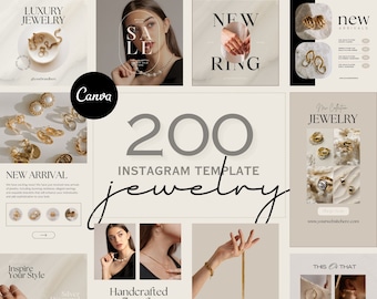 200 Jewelry Instagram Templates | Jewelry Designer Template | Jewelry Instagram Canva Templates | Social Media Templates | Jewelry Highlight