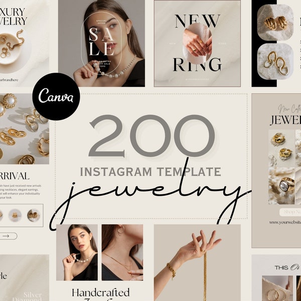 200 Jewelry Instagram Templates | Jewelry Designer Template | Jewelry Instagram Canva Templates | Social Media Templates | Jewelry Highlight