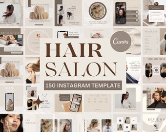 150 Hair Stylist Boho Instagram Templates | Hair Salon Canva Instagram Templates | Hairdresser | Haircare | Social Media Templates