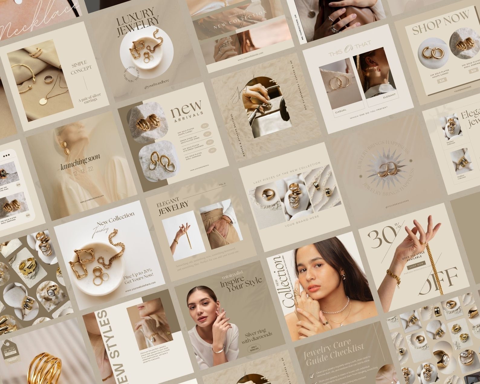 Jewelry Instagram Templates: 200 Canva Social Media Posts - Etsy