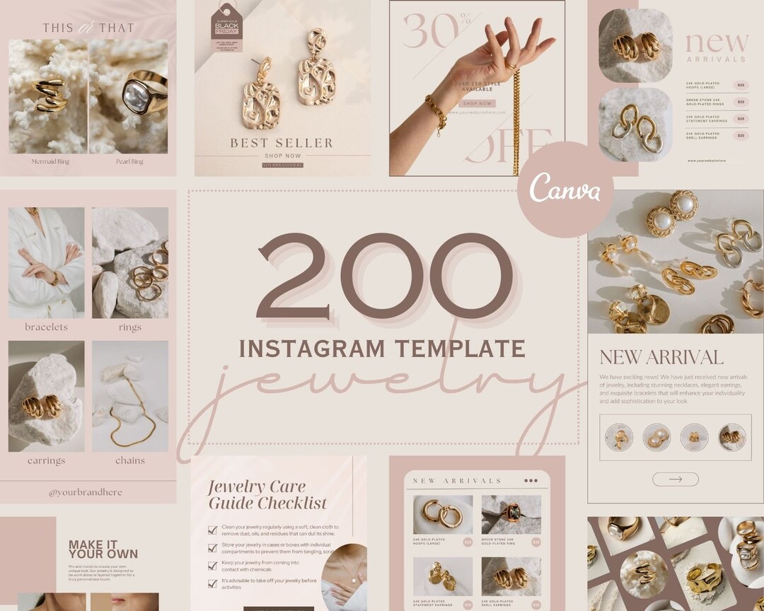 Jewelry Instagram Templates: Social Media Canva Templates - Etsy