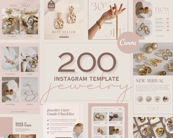 200 Jewelry Instagram Templates | Jewelry Designer Template | Instagram Canva Template for Jewelry Brands | Social Media Templates