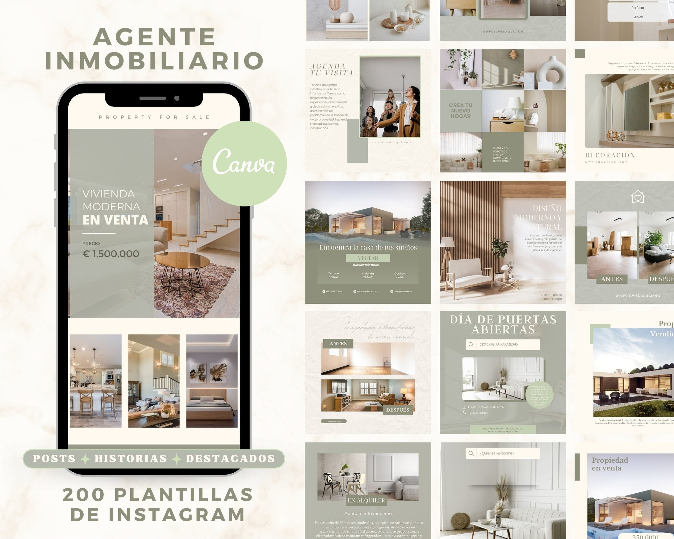 200 Plantillas de Instagram para Agentes Inmobiliarios | Plantilla Canva para Instagram para Agentes y Agencias Inmobiliarias