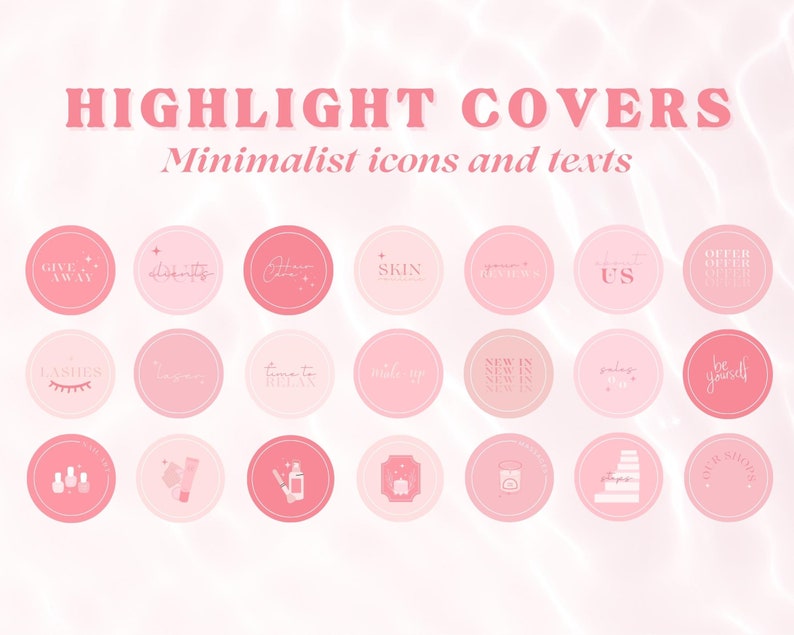Highlights Include Beauty Instagram Highlight Icons, Pink Canva Templates (digital ...
