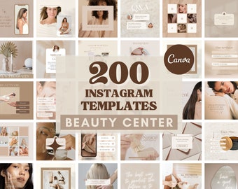 200 Esthetician Beige Instagram Templates | Beauty Center Canva Templates | Skincare | Beauty salon | Aesthetics | Social Media Templates