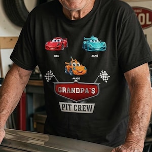 Grandpa Pit Crew Personalized Shirt, Papa Custom Tshirt With Kid Name, Gift For Dad, Fathers Day Gift For Him, Daddy Funny Sweatshirt