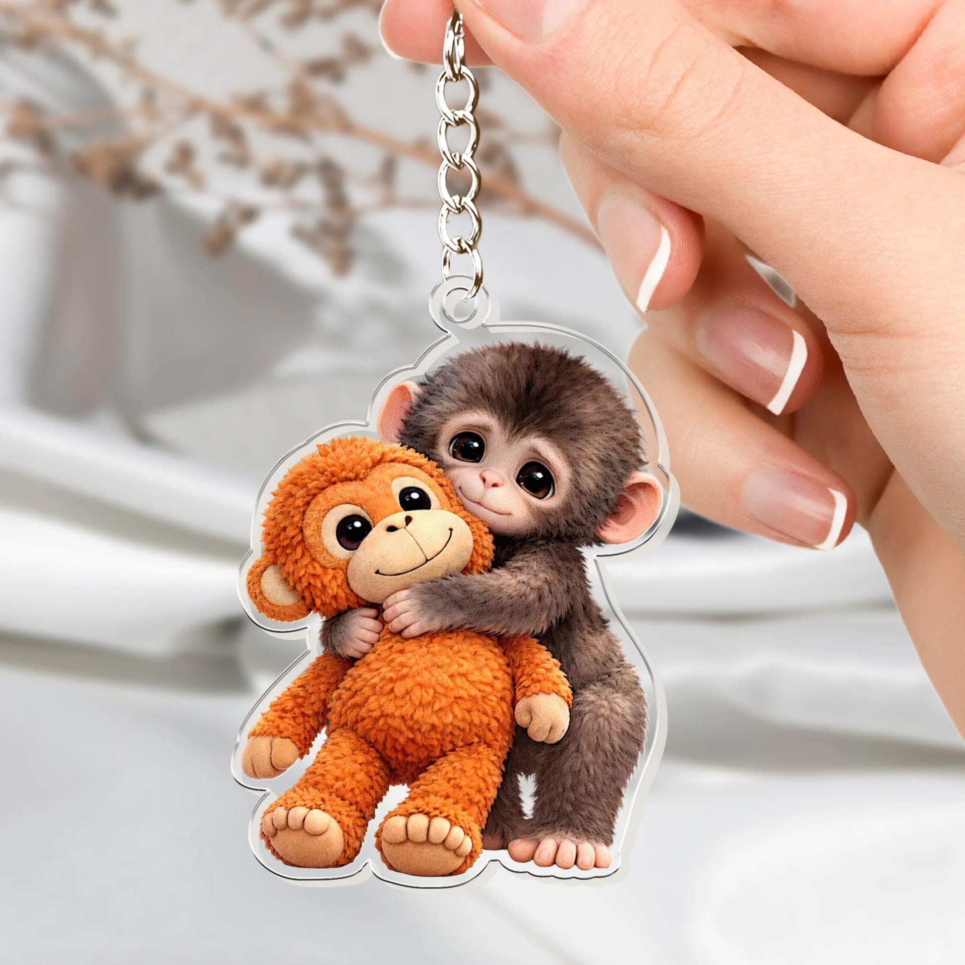 Team Punch Monkey Keychain, the Abandoned Baby Monkey Keychain, Cute ...