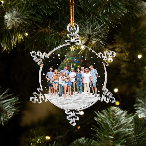 Snowflakes Custom Photo Family, Friends, Personalized Acrylic Photo Ornament, Family Photo Gifts, Picture Acrylic Ornament, Christmas Gifts