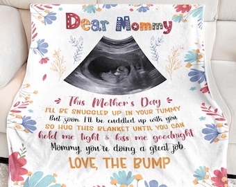 1st Mothers Day Gift For Mom, Blanket Gift For Mommy, New Pregnancy Gift For Mom, Custom Photo Ultrasound New Mom Gift, Newborn Gift