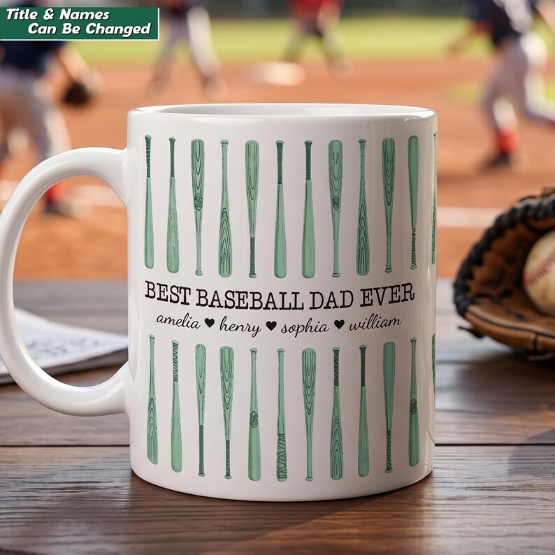 Personalized Baseball Dad Mug, Custom Name Father's Day Gift for Dad ...