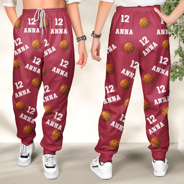 Basketball Personalized Sweatpants, Custom Name And Number, Gift For Basketball Player, Basketball Team, Basketball Mom, Custom Joggers