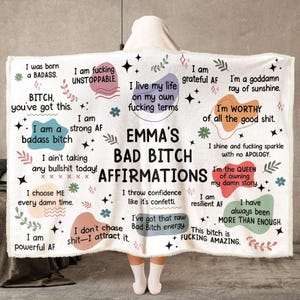 Personalized Bad B*tch Affirmation Hooded Blanket: Funny Gag Gift