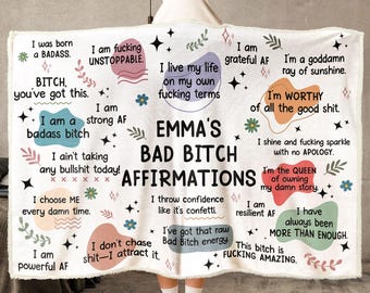Personalized Bad B*tch Affirmation Hooded Blanket: Funny Gag Gift