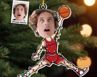 Basketball Players Personalized Acrylic Photo Ornament, Personalized Basketball Photo Ornament, Funny Christmas Gift For Basketball Team