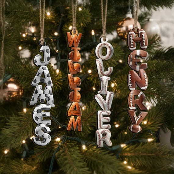 Custom Name Ornament For Sport Lovers, Boy, Girl - Personalized Name Wooden Ornament, Athlete Keepsake Gift, Player Team Christmas Gift