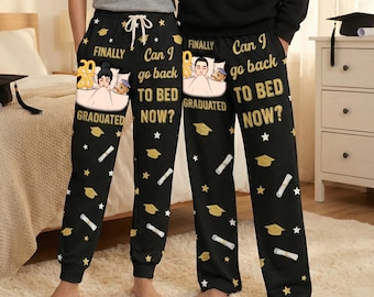 Personalized Graduation Sweatpants Class Of 2026, Custom I Graduated Can I Go Back To Bed Pajamas Pants, Funny Senior Gift Lounge Wear