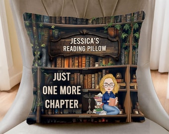 Just One More Chapter, Reading Pillow, Personalized Pocket Pillow, Books Lover, Librarian Shirt, Reader Gift, Librarian Gift, Gift for Her