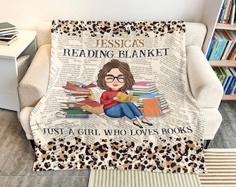 Personalized Book Lover Blanket, Warm Soft Blanket For Women, Just A Girl Who Loves Books, Gift For Daughter, Gift For Bookworm Book Club