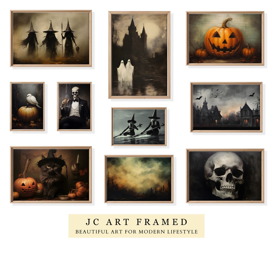 Gallery Vintage Wall Art SET Halloween Printable Art Gallery Etsy