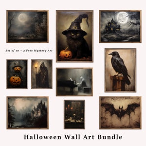 Gallery Wall Prints SET Halloween Printable Art Gallery Wall Halloween Wall Art Vintage Halloween Art Set of 10 Spooky wall art