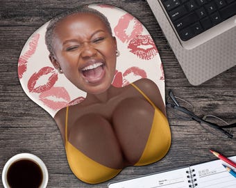 Custom Face Funny 3D Mouse Pad With Wrist Rest, For Couple, Coworker Troll, Personalized Gaming Play Mat Gift, Anniversary Gift For Husband