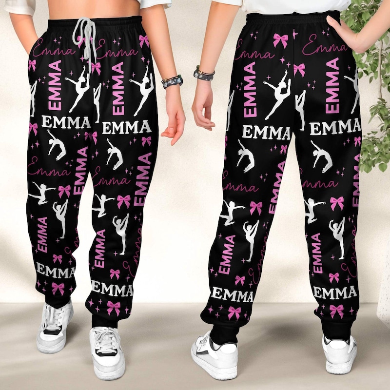 Personalized Name Dancing Girl Sweatpants, Custom Name Joggers, Ballerina Gift, Ballet Gift, Gift for Girls Daughter Friends, Dancing Team