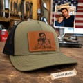 Custom Daddy & Kid Photo Sketch Line Art Leather Patch Cap, Personalized Father's Day Gift For Dad, New Dad Hat Keepsake, Best Dad Ever Cap product logo