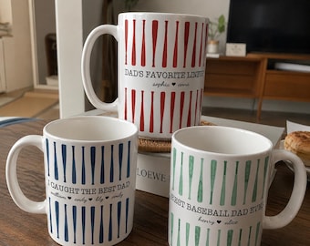 Personalized Baseball Dad Mug, Custom Name Father's Day Gift For Dad, Husband, Custom Kids Names Coffee Cup, Baseball Dad Gift from Kid