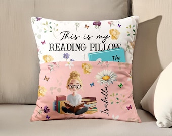 Personalized Birth Flower Book Pocket Pillow: Book Lover Gift (Insert Included)