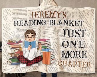 Personalized Book Lover Hooded Blanket: Fleece Cashmere Warm Gift