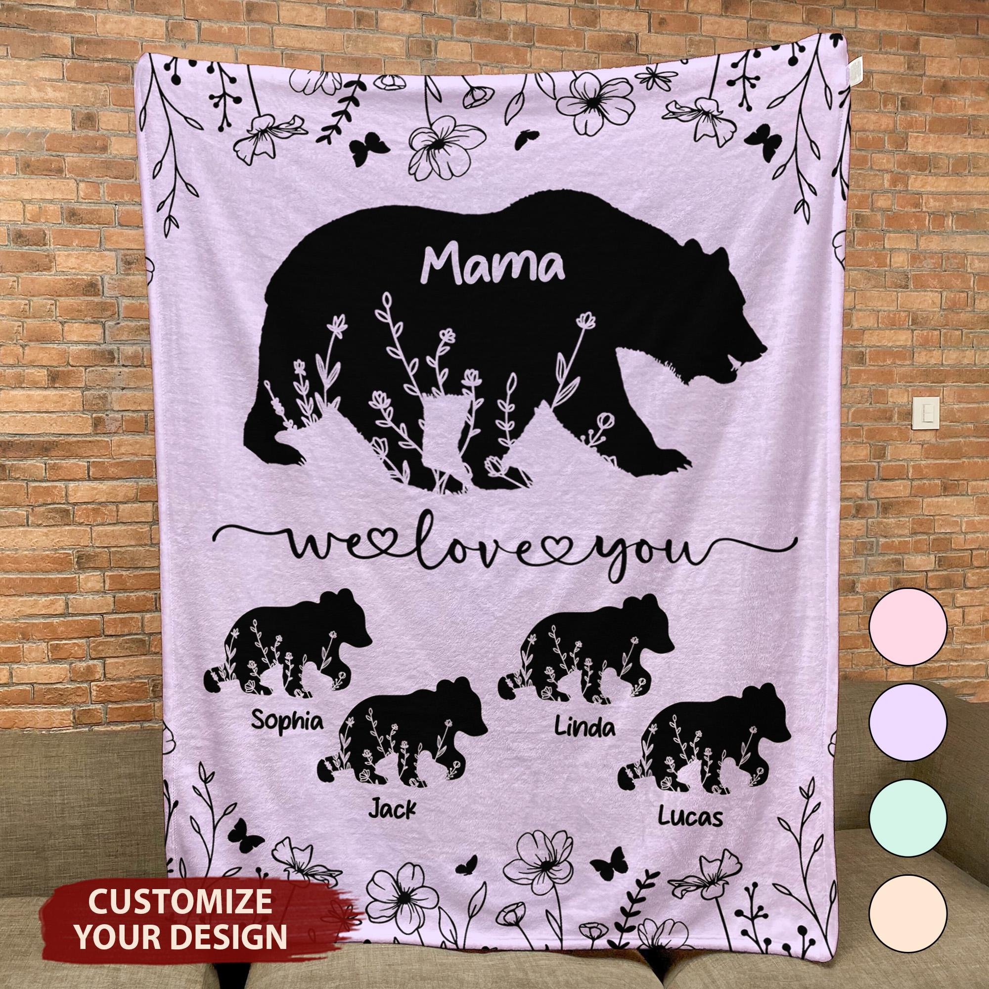 Personalized Mama Bear Sunny Meadow | Blanket | Up To 6 Child's Name | – Look In The Box LLC