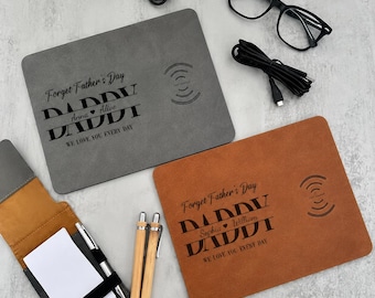 Personalized Dad Forget Father's Day We Love You Everyday Leather Charging Mat, Father's Day Gift for Grandpa, Dad Gaming Lover Office Gift