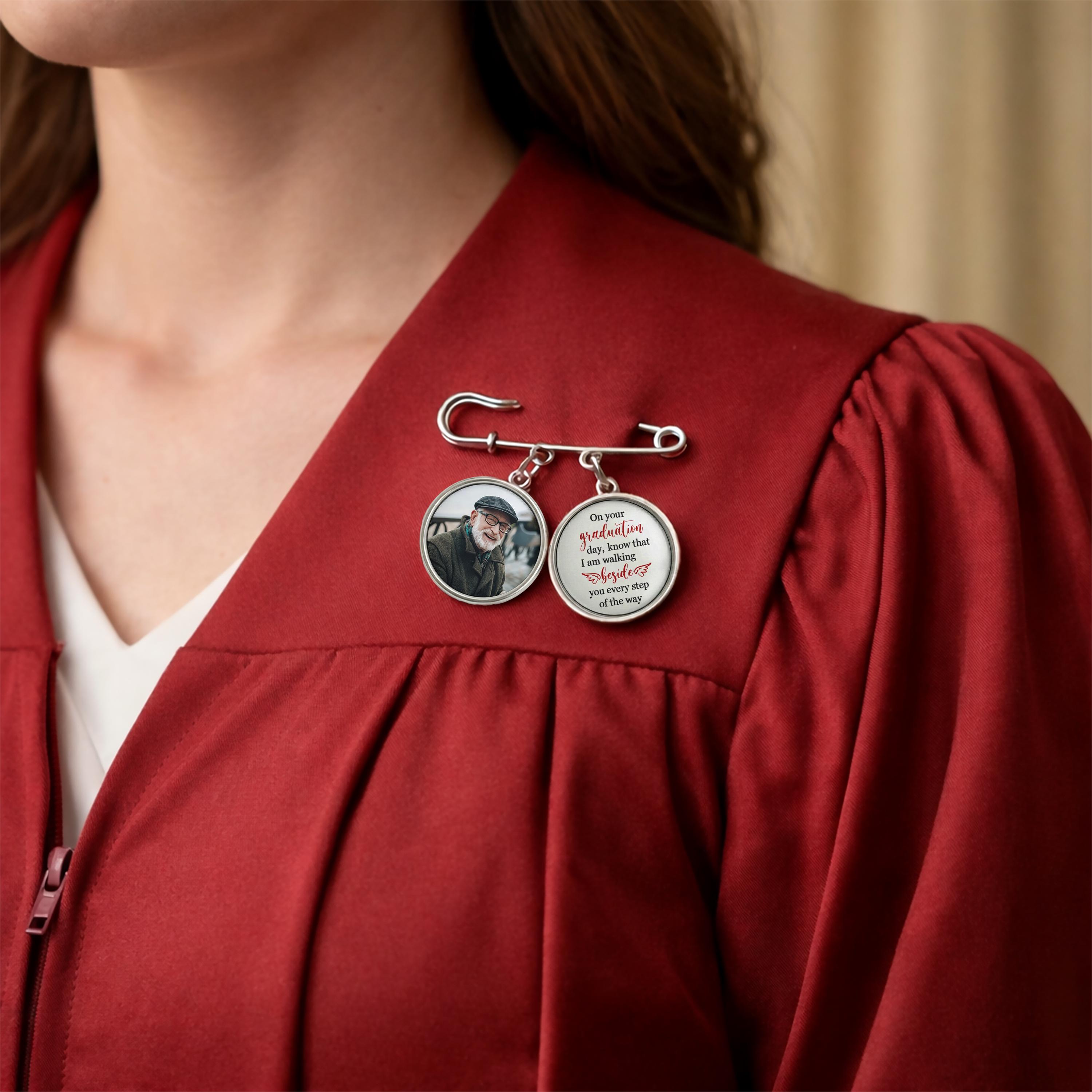 Graduation Pin Cross Personalized Graduation Lapel Pin With Photo Charm, Walking Beside You ...
