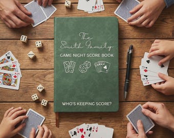 Personalized Game Night Score Leather Journal For Family, Couples Board Game Lover Notebook, Wedding Gift For Her, Gamenight Gift Notebook