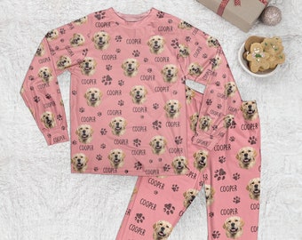 Personalized Pet Photo Pajamas, Custom Funny Face Matching Pajamas, Dog Face Cat Face Pajamas Pants, Gift For Pet Lover Cat Mom Dog Mom