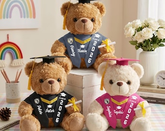 Personalized Graduation Teddy Bear With Stole, Kindergarten College High School  Grad Gift For Daughter, Class of 2026 Graduation Gift