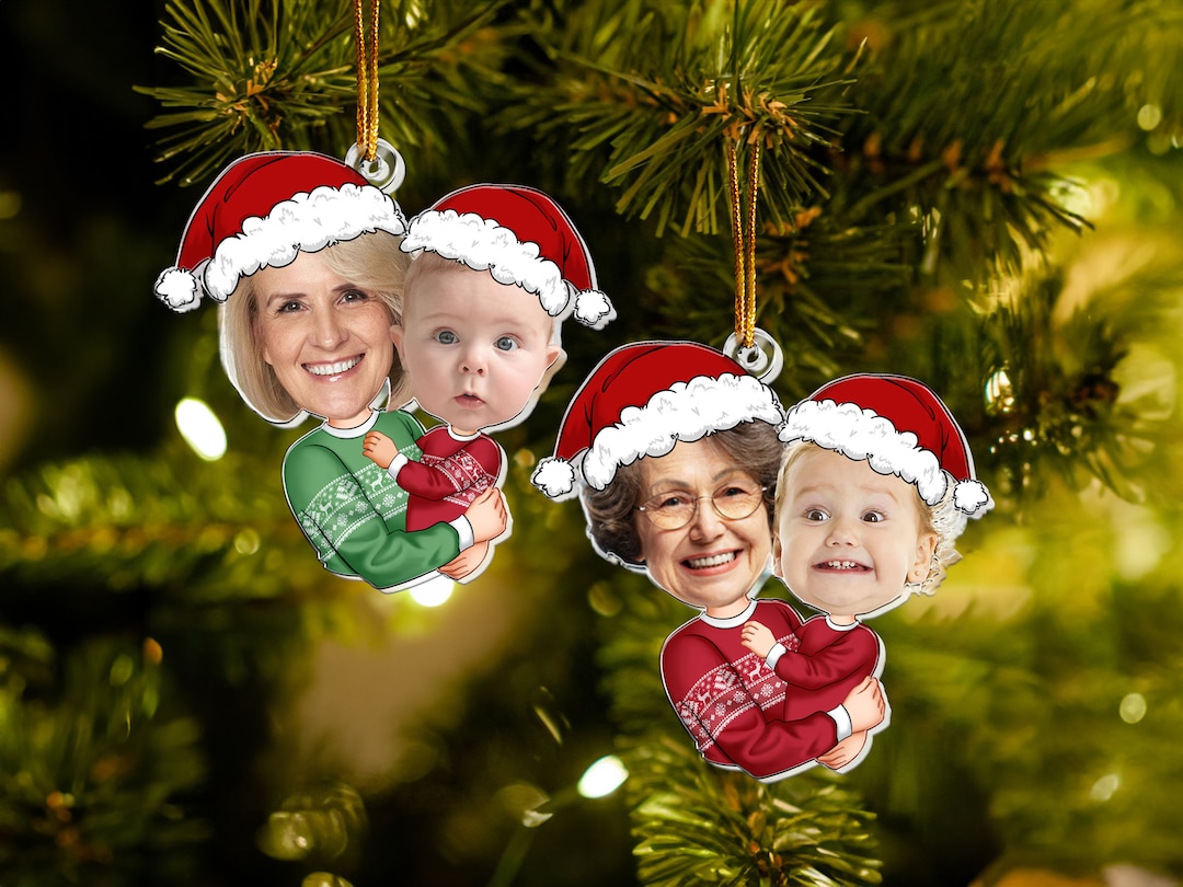 Custom Grandma & Grandchild Hug Ornament - Personalized 2024 Christmas Tree Decor Keepsake