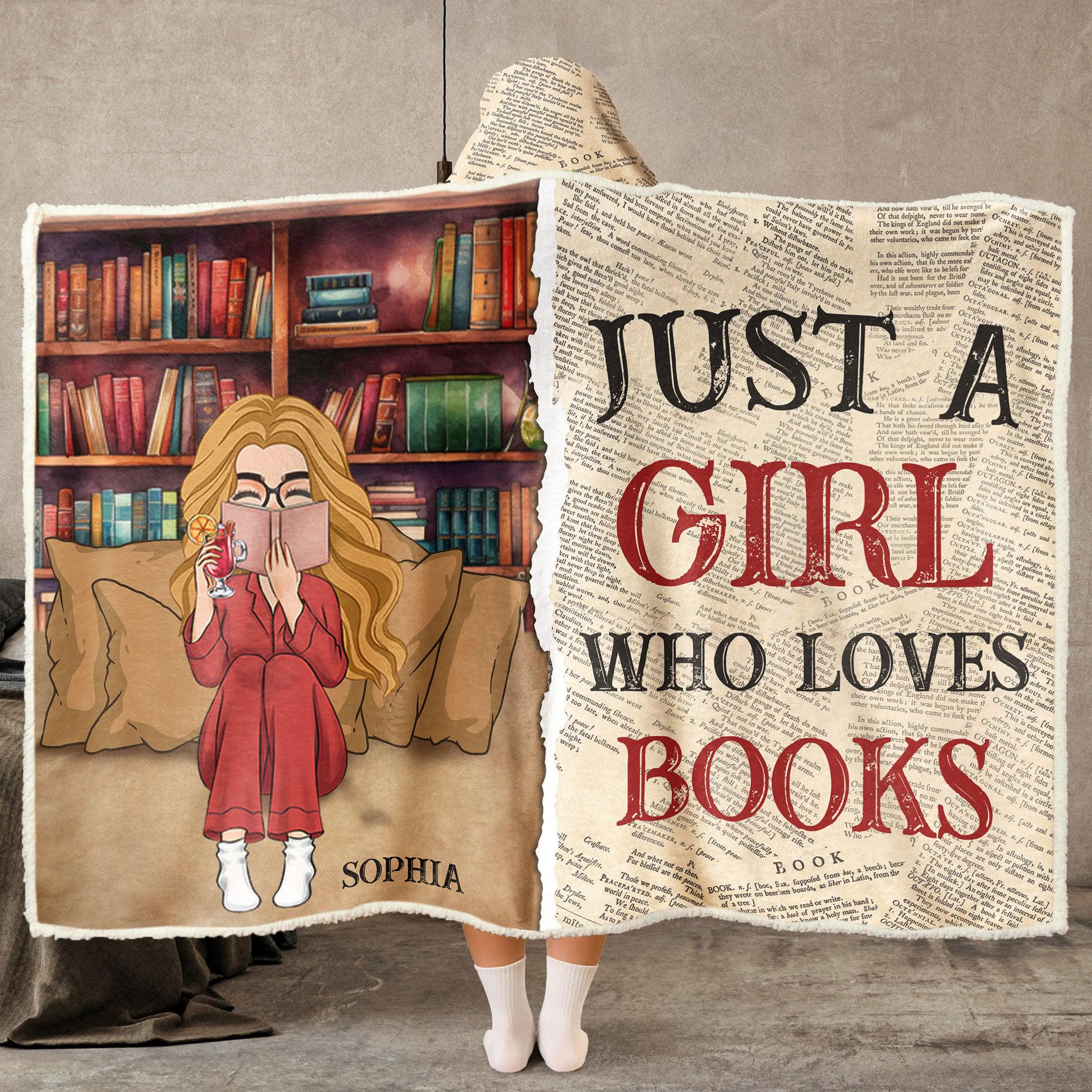 Discover Personalized Book Lover Hooded Blanket Fleece Wearable Blanket