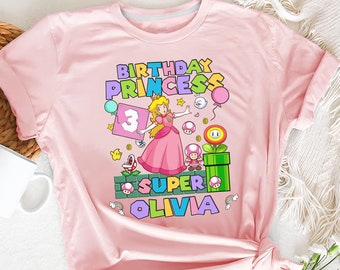 Princess Peach Birthday Shirt, Super Mario Princess Birthday Shirt, Toddler Birthday Shirt, Kids Birthday Shirt, Family Birthday Party
