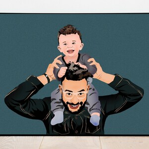 Regalo personalizado del día del padre, retrato personalizado, regalo de papá personalizado, regalo único para el padre, retrato de la foto, ilustración familiar de la foto