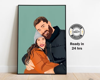 Custom illustration Faceless Portrait,Personalized photo gift, Drawing from photo,first anniversary gift, Boyfriend birthday gift