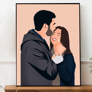 Printable minimal faceless portrait, couple painting from photo, boyfriend photo illustration gift, engagement gift,  personalized drawing
