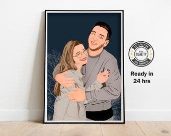 Custom portrait, couple portrait, valentines day gift, personalised gift,gift for her,digital portrait, couple gift, family portrait