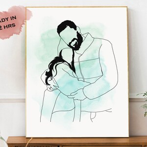 Custom line drawing from photo, Custom family gift, Personalized wedding anniversary gift for husband, sketch from photo, photo to line art