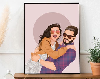 Retrato sin rostro, Regalo de pintura fotográfica para pareja, Regalo de aniversario para novio, Regalo de cumpleaños de novia, Dibujo personalizado a partir de foto digital