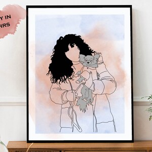 Custom line drawing, family portrait with pet, line art drawing, faceless portrait, friend birthday gift, personalized line drawing