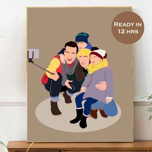 Benutzerdefiniertes gesichtsloses Porträt, Gesichtslose Fotozeichnung, Minimalistisches Porträt, Familienzeichnung vom Foto, Familienporträt, Benutzerdefinierte Weihnachtskarte